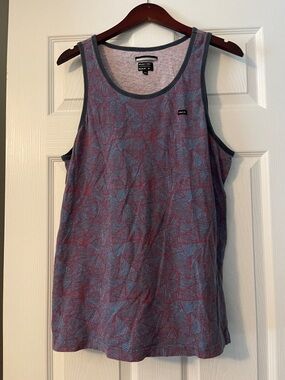 RVCA Blue and Red Geometric Tank